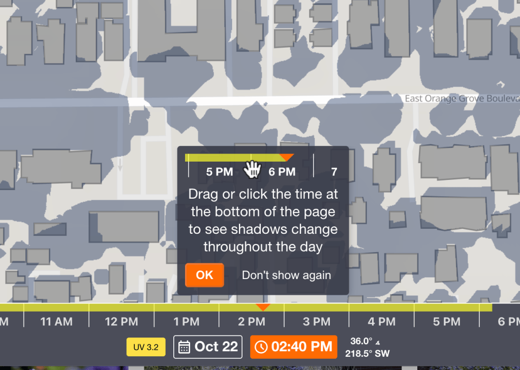Screenshot from the ShadeMap.app website